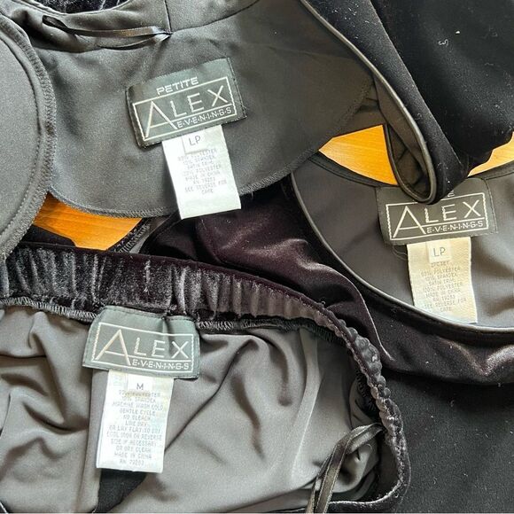 ALEX EVENINGS Black Velvet 3 Piece Outfit Size Medium Pants Large Tops - Picture 6 of 16
